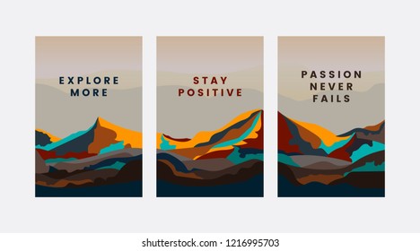 Set of mountain landscape design