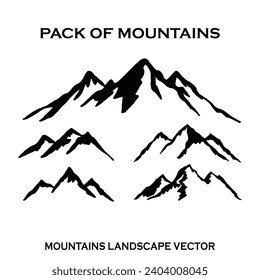 Conjunto de vector de diseño de silueta de Mountain LANDSCAPE