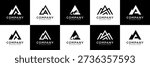 Set of mountain with letter A logo design. Universal icon for business and branding. minimalist elegant luxury design vector illustration.