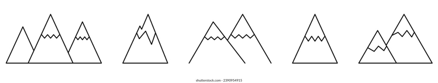 Set of mountain line icons. Vector illustration isolated on white background
