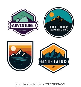 Set of mountain Logo, Adventure logo.vector illustration for t-shirt and other