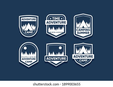 Set the mountain logo and badges. A versatile logo for your business. Vector illustration on a dark background