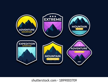 Set the mountain logo and badges. A versatile logo for your business. Vector illustration on a dark background