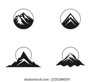 Set of mountain logo design. Collection of black and white mountain for web design, mobeile app and business card. High quality mountain illustration. 