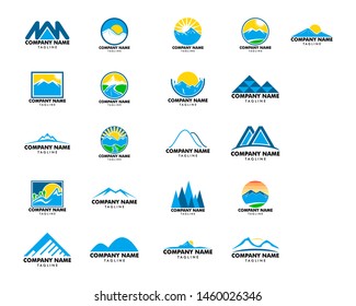 Set of Mountain logo design vector template