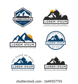 Set of Mountain Logo Design Vector Template. Adventures logo Mountain labels. Hiking emblems