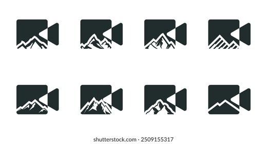 SET MOUNTAIN LOGO E FILME VIDEOGRAFIA CINEMA ABSTRATO VETOR