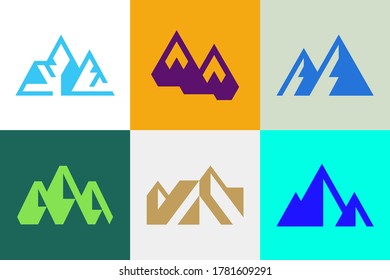 Set of Mountain logo. Icon design. Template elements