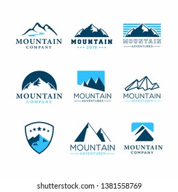 Set of Mountain Logo. Outdoor Mountain Adventure Logo Design. Vector Illustration