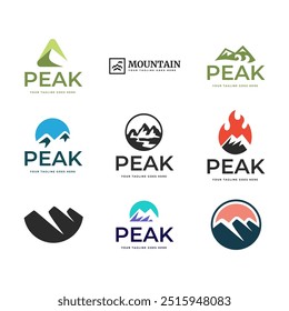 Set of Mountain logo, Peak logo design vector template