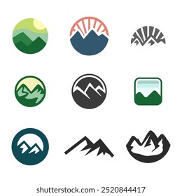Conjunto de Mountain logotipo, Peak logo design vetor template
