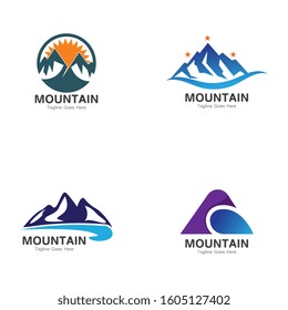 Set of Mountain logo template, outdoor design vector illustration