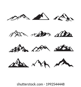 Set of Mountain Logo. Vector Illustration, silhouette and Logo Design Elements.