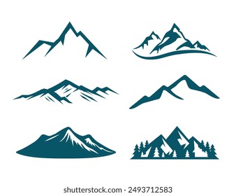 Set of Mountain logo vector. Mountain outdoor silhouette abstract background icon design