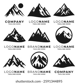 Set of mountain logo vector template