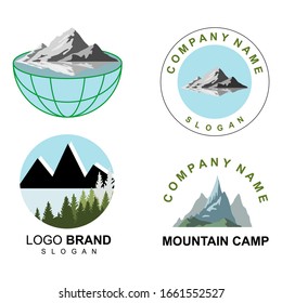 Set the mountain logo with a white background. A versatile logo for your business. Vector illustration