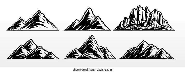 Set of Mountain masculine outdoor style for icon, logo designs, template, wallpape