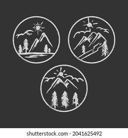Set mountain nature illustration. Creative design.