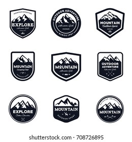 Set Of Mountain  Outdoor Adventure Emblem