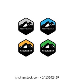 Set of mountain and outdoor adventures logo  mountain labels and design elements