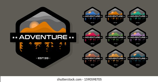 Set of mountain and outdoor adventures logo. badge mountain logo