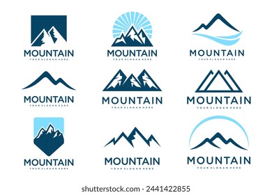 Set of mountain and outdoor adventures logo . Vector illustration