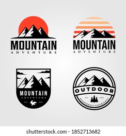 set of mountain outdoor logo vintage illustration design, outdoor emblem and symbol vector design