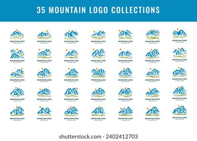 set of mountain outdoor mount logo vector