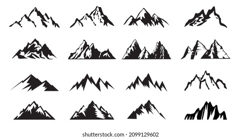 Set Mountain outline images. Vector Illustration and logo.