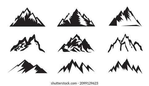 Set Mountain outline images. Vector Illustration and logo.