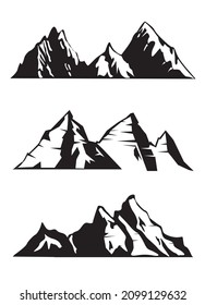 Set Mountain outline images. Vector Illustration and logo.