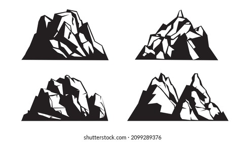 Set Mountain outline images. Vector Illustration and logo.