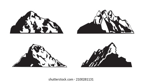 Set Mountain outline images. Vector Illustration and logo.