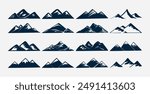 set of mountain peak silhouette banner for beauty of alps vector