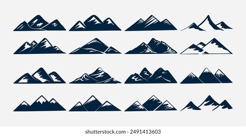 set of mountain peak silhouette banner for beauty of alps vector