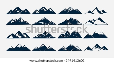 set of mountain peak silhouette banner for beauty of alps vector
