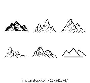 Set of mountain peaks illustrations on white background. Design element for logo, label, emblem, sign.