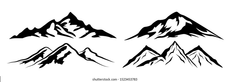 Set mountain ridge with many peaks - stock vector