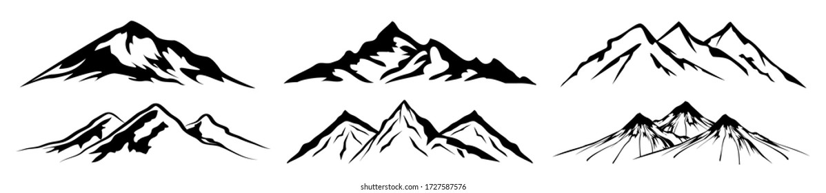 Set mountain ridge with many peaks - vector