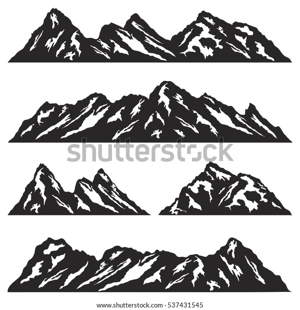 Set Mountain Ridges Silhouettes On White Stock Vector (Royalty Free ...