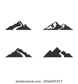 Set of mountain with road illustration design vector