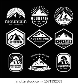 Set Of Mountain and Sea for Outdoor Adventure Emblem Logo design inspiration Hiking, vintage mountain  logo design inspiration