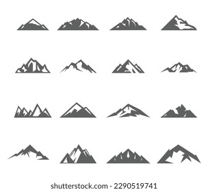 Conjunto de formas de montaña aisladas en fondo blanco.Ilustración vectorial.