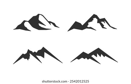 Conjunto de silhueta de montanha. Símbolo de ícone ou logotipo de montanha. Ilustração de vetor