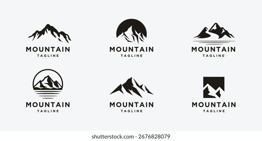 definir silhueta de montanha ícone vetor logotipo design