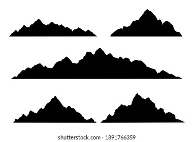 Set of mountain silhouette. Isolated elements design of mountain landscape. Vector illustration.