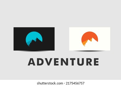 conjunto de silueta de montaña aislado de la luna roja emblema de diseño gráfico vector. utilizable para ropa de marca. excursión, expedición, aventura