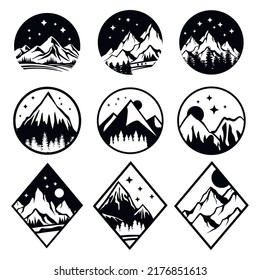 Set Mountain Silhouette Vector Stock Vector (Royalty Free) 2176851613 ...