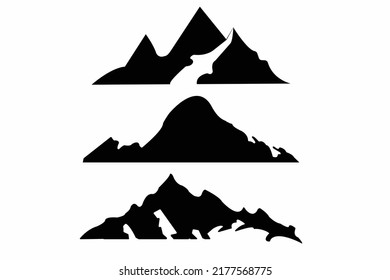 Set of the  Mountain silhouette, mountain vector design 