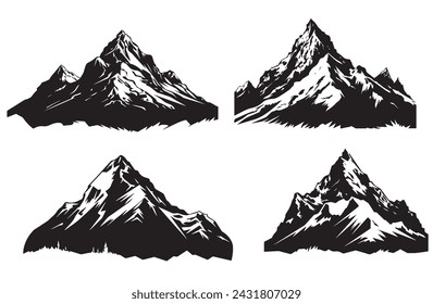 conjunto de silueta de montaña. ilustración vectorial